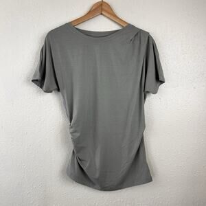 Athleta Womens Essence Pleated Ruched Tee Shirt 599634 XS Light Green Stretch